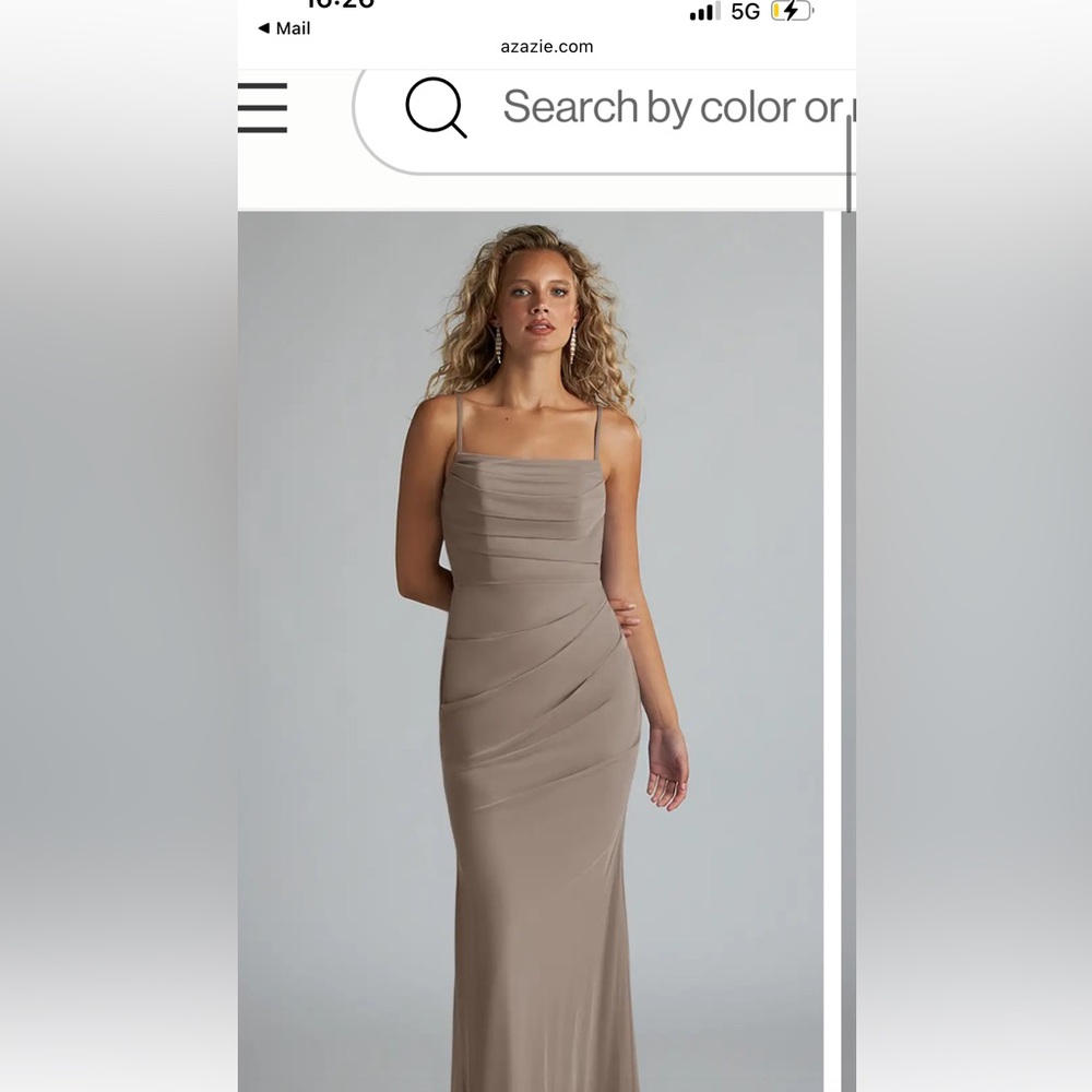 Azazie Strapless Dress in dusty sage